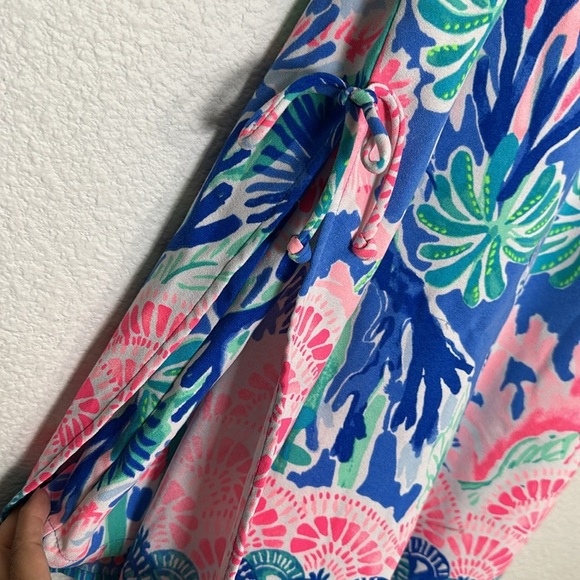 Lilly Pulitzer Jet Stream Pearl Romper Dress Blue Green Pink Women’s Size 4 - Picture 3 of 15